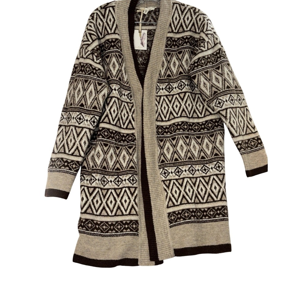 Women's Long Jessica Simpson Large Brown Acrylic Cardigan Sweater